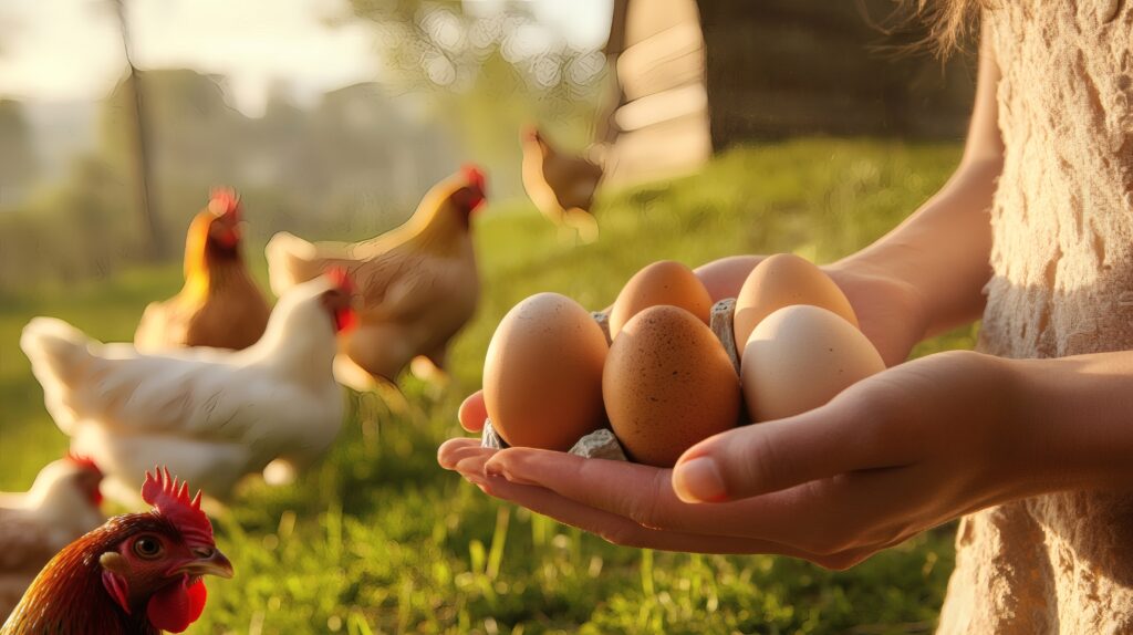 a person holding fresh eggs